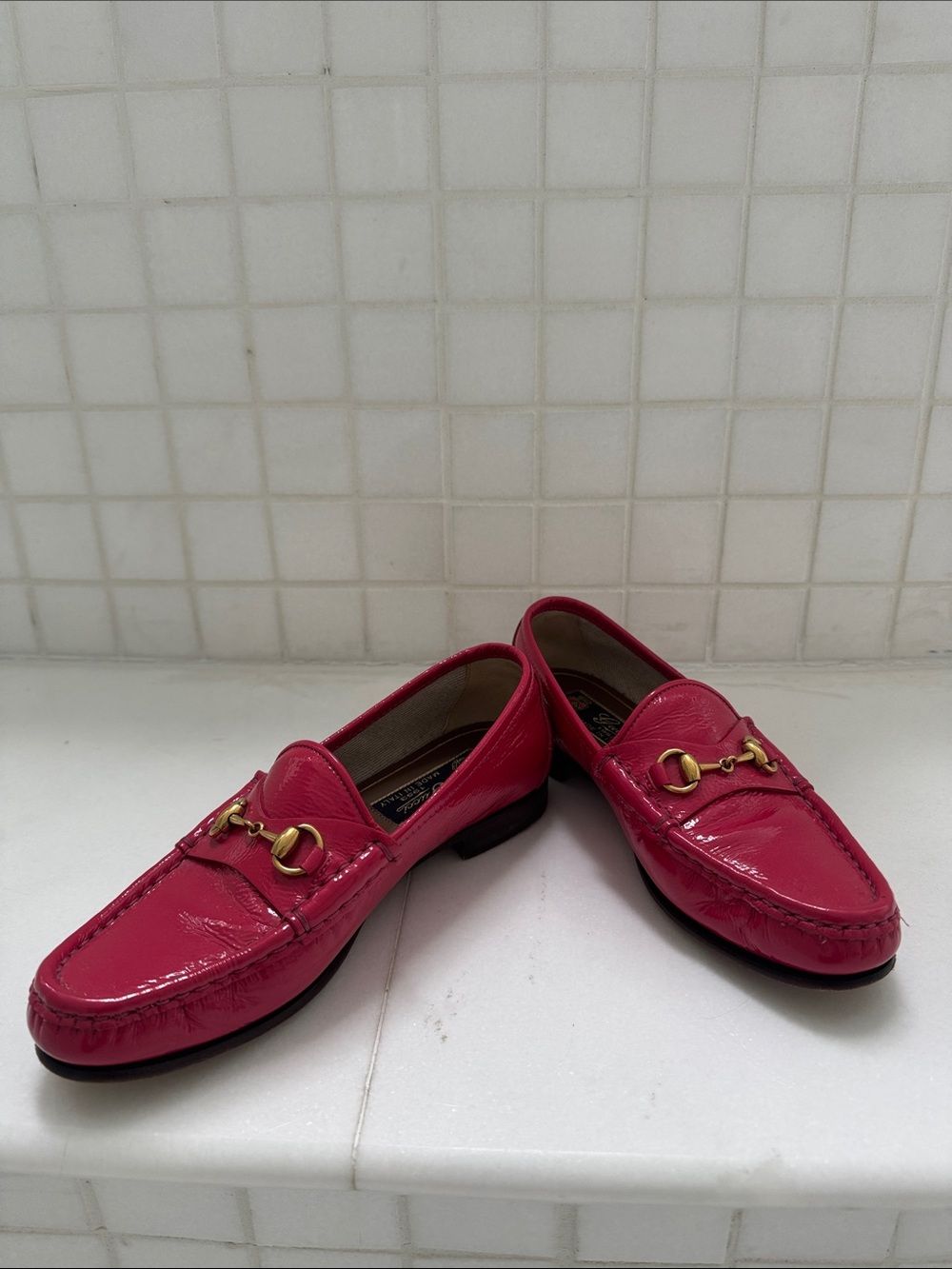 Gucci Hot Pink Leather Horsebit Loafers, 34